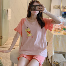 纯棉月子服夏 纯棉短袖短裤孕妇可爱卡通睡衣女夏套装产后月子服哺乳喂奶家居服 DD-3# XL