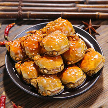 香辣蟹罐装熟食小螃蟹即食全母蟹大闸蟹钳切蟹麻辣海鲜零食 塞红康尔 380克公母1罐(香辣)