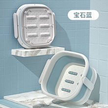 欧曼丽莎 折叠洗脚桶洗脚盆按摩泡脚桶加厚足浴盆便携式家用洗脚神器折叠桶 宝石蓝(加厚大号)带按摩 (有盖)