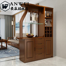 中式实木间厅柜玄关隔断柜现代简约客厅入门鞋柜酒柜储物木质家具 (备注颜色)1.2米三门 组装  箱框结构