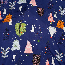 北极冬 人造棉布料 宝宝衣服绵绸服装面料儿童棉布睡衣夏季 棉绸布头 森林小兔 一米