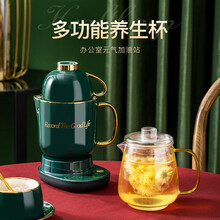 航方养生壶养生杯陶瓷分体式电热水杯迷你电炖杯办公室宿舍多功能热牛奶烧水加热杯炖汤煮粥杯 【祖母绿】0.8陶瓷杯+0.7玻璃杯A+底座D