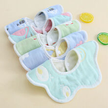 婴儿宝宝口水巾 新生儿纱布围嘴宝宝防水360度旋转吐奶巾吃饭围兜 男宝款(5条装)