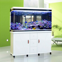 闽江（minjiang）鱼缸水族箱免换水生态造景金鱼缸屏风客厅龙鱼缸办公室大型水族箱乌龟缸玻璃鱼缸 典雅白色+开缸养鱼大礼包 长0.8米*33宽*1.26m高（鱼缸+储物底柜）