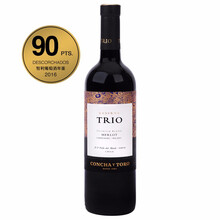 超市	干露（Concha y Toro）三重奏美乐/卡曼纳/马尔贝克珍藏干红葡萄酒 750m 单瓶装 智利进口红酒