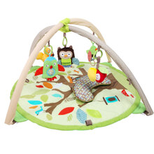 婴儿练习抬头玩具婴儿趴趴枕爬行练习抬头训练6个月宝宝健身架早教音乐牙胶玩具0-2 猫头鹰圆形(含枕头和玩具) 95*50cm