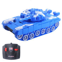 四通带声光遥控坦克玩具车模型电动儿童男女孩汽车儿童玩具坦克车 四通遥控坦克/海洋迷彩 自备电池/五号电池/