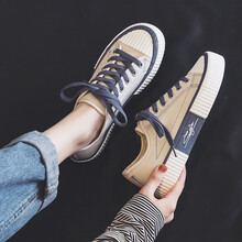 地支星 帆布鞋女学生低帮复古饼干休闲鞋子女夏季透气韩版潮流板鞋女百搭小白鞋ins网红街拍女鞋 #名尚&F110白色 37