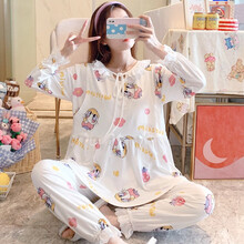 十月结晶同款莫代尔月子服3月份春夏薄款产后哺乳家居服孕妇睡衣产妇喂奶套装5 D2014#草莓鸭 L(推荐100-120斤)