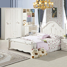 儿童套房儿童家具套房儿童房家具组合套装女孩男孩公主卧室儿童床衣柜高箱 床+1床柜+三门+转角书桌椅+床垫 床(1.2米)