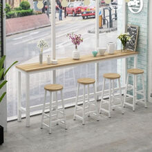 吧台桌 家用客厅高脚桌简约酒吧餐桌奶茶店桌椅组合长条桌窄桌 Sivir 吧台凳子4个