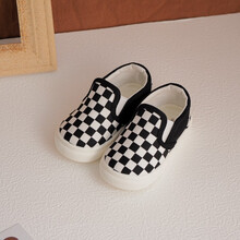 蒂布豆童鞋儿童帆布鞋男女童休闲鞋奶牛鞋2021春秋新款中小童板鞋潮幼儿园室内鞋 黑色 26码内长15.8cm