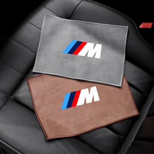 希尔芳 洗车毛巾 奔驰擦车布车用鹿皮抹布加厚吸水鸡皮布麂皮无痕打蜡专用品车载双面不掉毛擦玻璃布内饰 宝马标 棕色