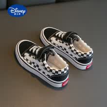 迪士尼Disney品牌同款【六一特价】黑白棋盘格子儿童帆布鞋女童鞋2021春季新款男童板鞋中大童休闲 黑白格子 25