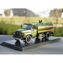 老解放卡车模型1:43原厂二汽东风EQ140载货车合金军车静态摆件 方灯版东风140油罐车 军绿色