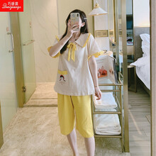 巧娇琪夏季纯棉月子服薄款短袖孕妇睡衣产后哺乳期产妇喂奶衣家居服套装 SH301 XXL码建议135-155斤