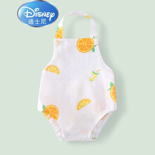 迪士尼 婴儿纱布肚兜宝宝纯棉护肚围小肚兜兜新生儿三角包屁衣薄款夏季 白色橙子 73码建议年龄6-12个月