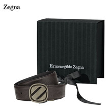 杰尼亚（Zegna） 2021春夏款  男士小牛皮腰带深棕色/黑色 B1GL1B-J1233C-TMN-95 (95厘米)