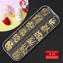 新款美甲饰品全套混装金属铆钉水钻星月钻石贝壳片指甲装饰品 G-03(金属星月海洋配件)