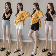 三象鲨 孕妇打底裤 安全裤孕妇裤子夏薄款打底三分短裤孕妇安全裤时尚休闲潮妈夏季 3002 黑色 XL