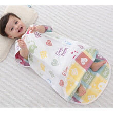 婴儿睡袋春夏季薄款 蘑菇纱布纯棉新生儿童分腿防踢被宝宝空调被 6层子母象 s码建议身高55-60厘米