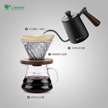 L-BEANS手冲咖啡套餐不锈钢细口壶长嘴壶V60玻璃滤杯分享壶磨豆机 滤杯+滤纸+卡座+云朵壶+手冲壶