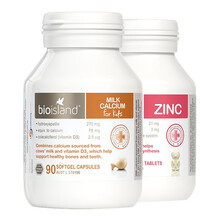 佰澳朗德（Bio island）比奥岛 澳洲进口 婴幼儿 宝宝 儿童 补锌片+乳钙90粒【经典组合钙+锌】