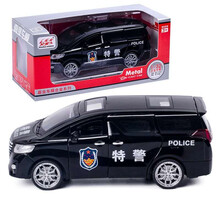 嘉业1:32仿真大众朗逸公安警车四开门声光回力合金车模型儿童玩具 阿尔法警车黑色VB32484