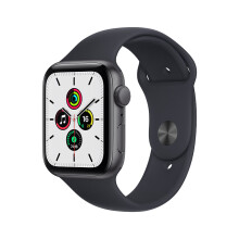 Apple Watch SE 智能手表 GPS款 44毫米深空灰色铝金属表壳 午夜色运动型表带MKQ63CH/A