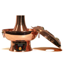 郭一元 铜火锅纯紫铜加厚电炭两用 木炭火锅锅具 电火锅家用 多功能锅 插电木碳纯铜锅老北京涮羊肉 36cm数显清汤锅（插电式肥烟囱）8-10人