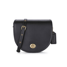 蔻驰 COACH 奢侈品 送女友 女士专柜款黑色皮质单肩斜挎包135 B4BK