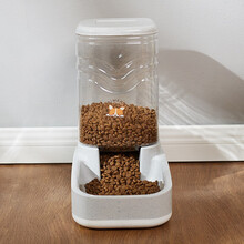 汤琪狗狗用品自动喂食器喂水器宠物狗猫碗自动饮水器 极简灰 3.8L喂食器