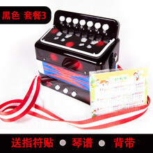 男孩女孩儿童小手风琴初学者音乐玩具乐器-岁入门生日礼物早教 黑色 套餐3购买