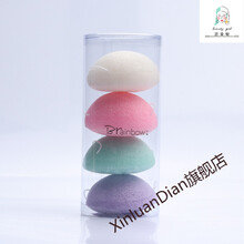 Brainbow洗脸扑4支装魔芋洁面扑海绵起泡球植物蒟蒻深层清洁角质 樱花粉+紫罗兰+乳白色+绿色 四支装