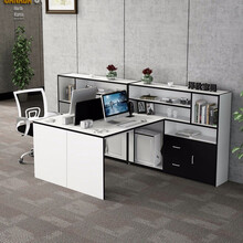 泽秋（ZEQIU）办公家具办公桌椅组合办公室财务职员桌子公司员工位隔断带柜桌子 屏风卡座带柜组合 T型双人位+椅（黑白格调，包安装）