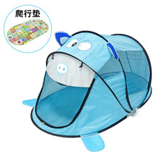 洛克休闲儿童帐篷室内外游戏屋玩具游戏屋公主宝宝过家家女孩折叠大房子海洋球池 夜光卡通帐篷+爬行垫