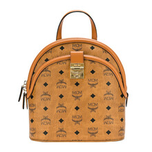 MCM 奢侈品 女士Anna Visetos干邑色小号人造革双肩背包MWKBSNN01CO001