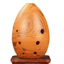 七星埙 八孔梨形黑陶埙 学生初学者埙 入门练习演奏埙 民族乐器埙ONEVAN 【拍立减】8孔岩纹C调+底座