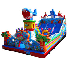 儿童充气城堡室外大型淘气堡充气堡游乐场充气蹦蹦床户外大型游乐 天蓝色 98方