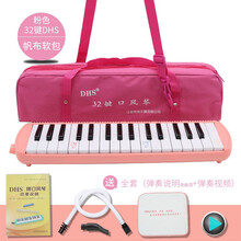 奇美口风琴32键37键儿童初学者幼儿小学生用成人口吹琴 粉色-32键口风琴【全套】