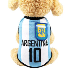 宠物狗狗猫咪衣服春夏装薄款夏季背心可爱夏天小狗泰迪小型犬博美柯基比熊春秋 白蓝10号阿根廷队 M-胸围38CM(建议4-6斤)