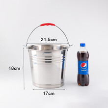 不锈钢手提桶水桶手提式家用304 油桶储水桶加厚小铁桶带盖提水桶 特厚22cm水桶5L无盖特别小 送水勺