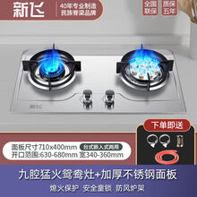 燃气灶双灶煤气灶嵌入式天然气灶液化气炉灶台式家用猛火灶具 不锈钢 九腔鸳鸯猛火 官方+全国联保(天然气)