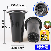 高宅 兰花盆  加厚  兰花花盆高塑料兰花盆君子兰虎皮兰铁皮石斛花卉绿植盆栽营养土 超大号花盆+托盘+网套插牌