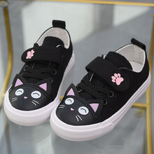 卜丁童鞋女童帆布鞋2021夏季薄款韩版儿童布鞋女孩板鞋卡通鞋幼儿园室内单鞋 黑色 23码内长16/适合脚长15.5cm