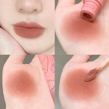 【第2支10】李佳琪推荐~浮雕蝴蝶结唇泥丝绒唇釉不掉色不易沾杯滋润轻薄雾面唇学生款平价口红 801#白桃芝士