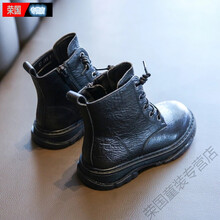 RGZXC 新品小孩子穿的女童马丁靴2020年秋冬季新款公主棉鞋儿童短靴低筒平底小学生秋冬款 黑色 37码内长23.2厘米