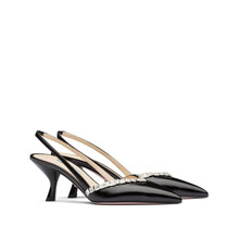 普拉达PRADA 女士黑色小牛皮革漆皮后饰带鞋 1I480MF065-3A9S-F0002 37