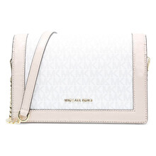 迈克·科尔斯（MICHAEL KORS） MK女包 专柜款JET SET系列PVC配皮白色配粉色单肩斜挎包 32T0GJ6C7B SOFT PINK