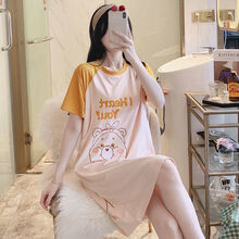 楚歌质优品 孕妇睡衣夏季女短袖哺乳衣月子服产后喂奶薄款夏天孕妇睡裙连衣裙 603前后熊裙 L